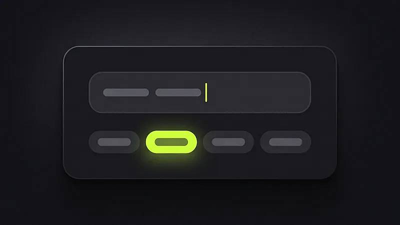 A script input box with a blinking cursor and jingle template chips underneath, one selected